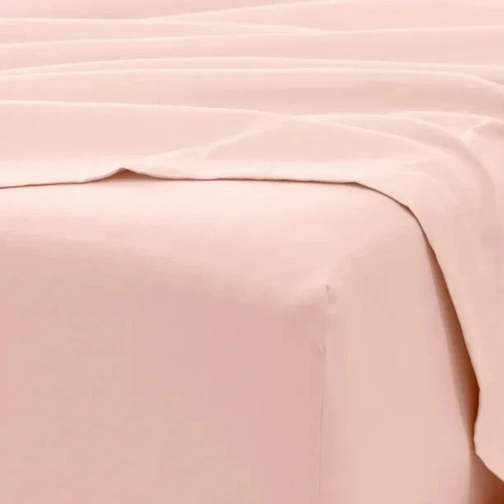 Ienjoy Home Style Simplified Bed Sheet Set Queen Pink Blush Fitted 4-Piece BED44